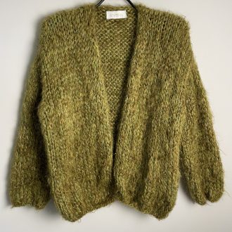 Vest olijfgroen mohair alpaca