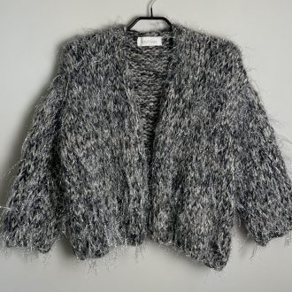 Vest mohair zwart grijs wit zilver lurex